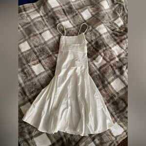 White open tie back mini dress